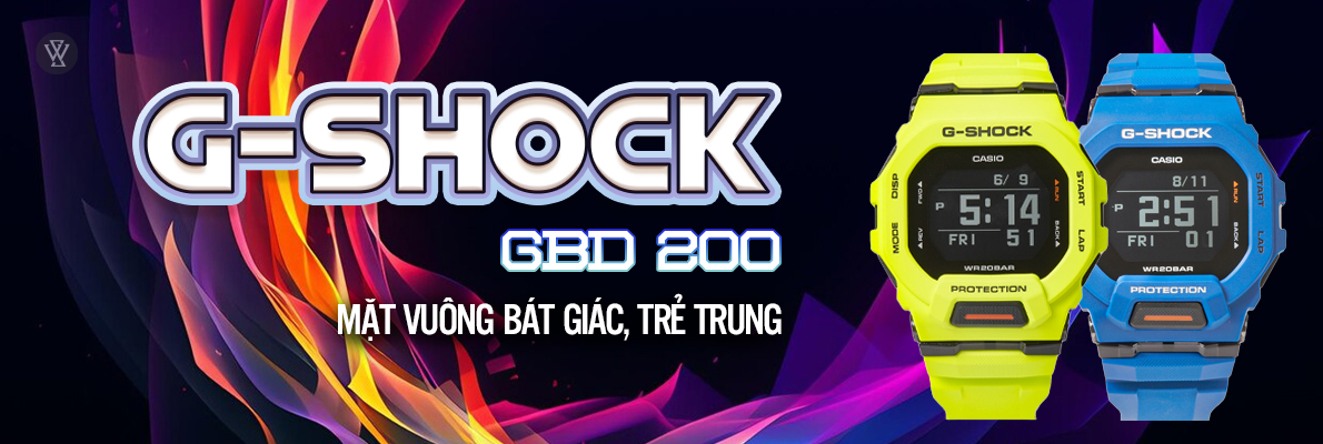 G-Shock GBD 200 mặt vuông trẻ trung